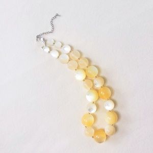 Milky Yellow White Chunky Beaded Statement Necklace Egg Yolk Cloudy Resin Bold